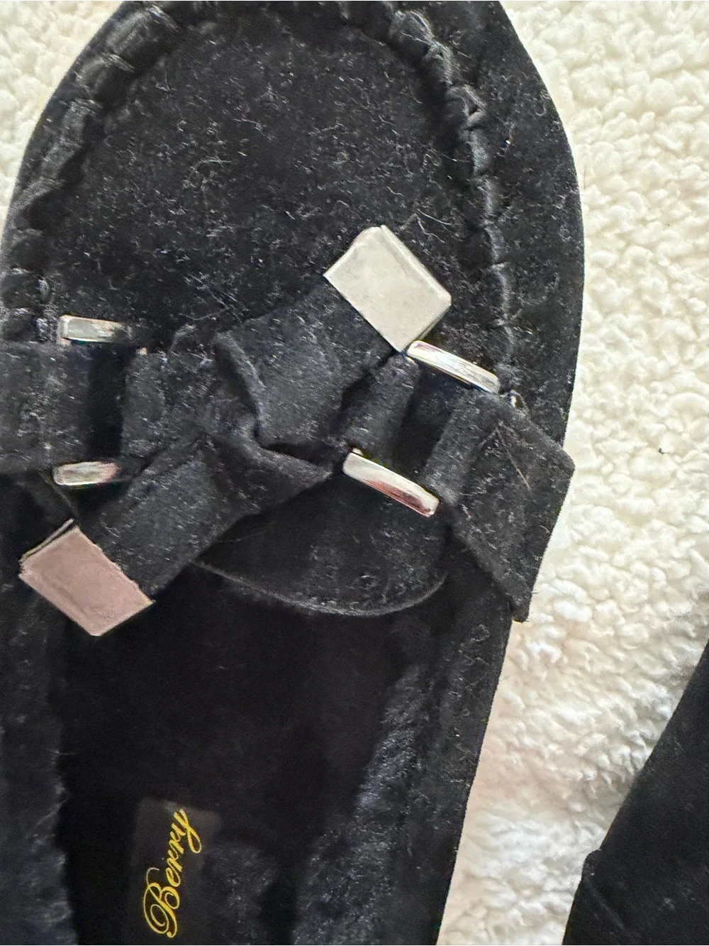 Kids Black Suede Moccasin Slippers